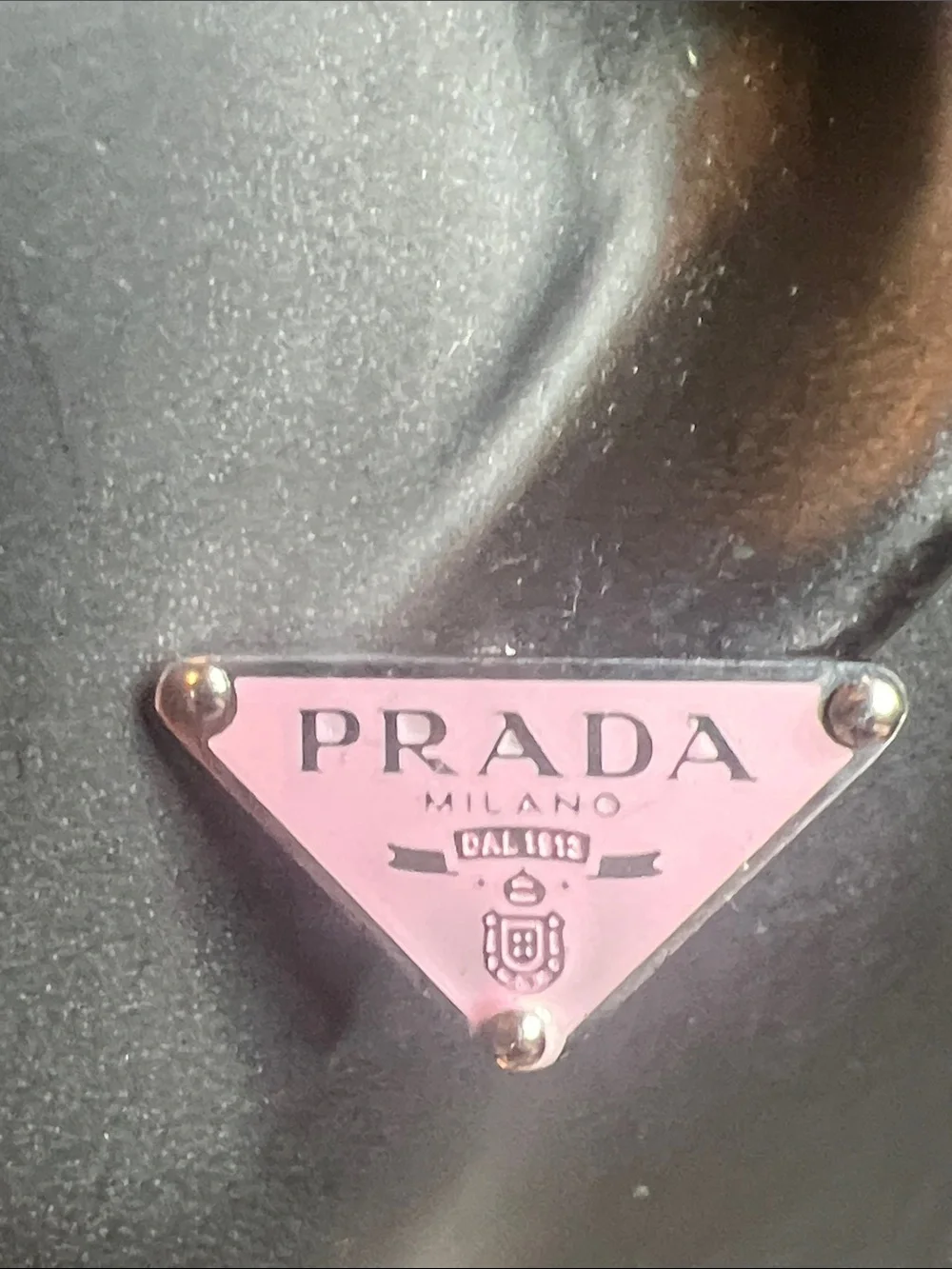 Up Cycled Pink Triangle Logo Stainless Steel Drop Earrings